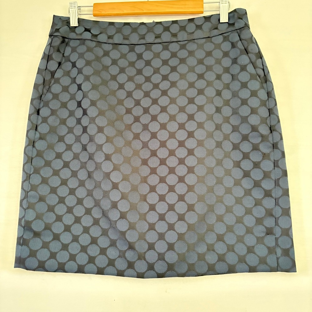 Banana Republic Womens Navy Blue Black Polka Dot Jacquard Pencil Skirt Size 8
